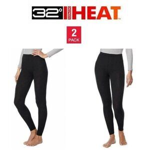 32 DEGREES Women' Heat Base Layer Legging Pant Two-Pack, Black S/M/L/XL